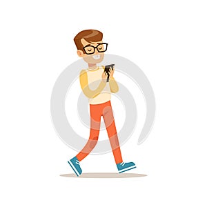 Boy Playing Games On Smartphone, Traditional Male Kid Role Expected Classic Behavior Illustration