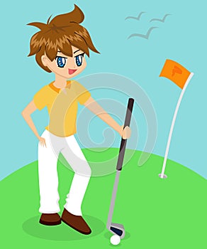 Boy Playing Golf