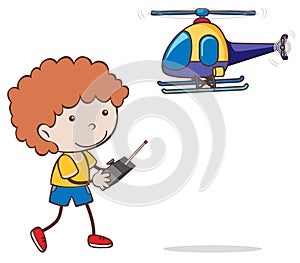 A Boy Playing Helicopter Toy