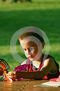 Boy Playing with New Toy