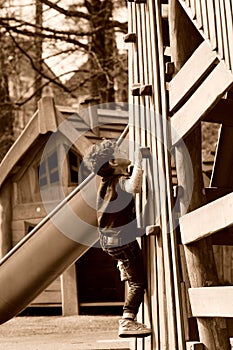 Boy playing on the playground