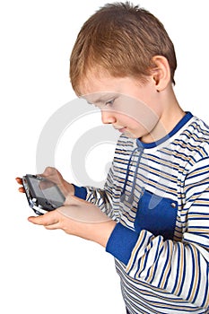 Boy playing psp