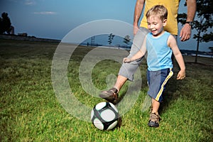 Boy playing soccer