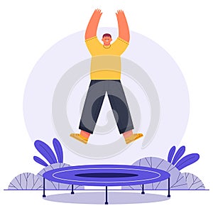 A boy playing trampoline