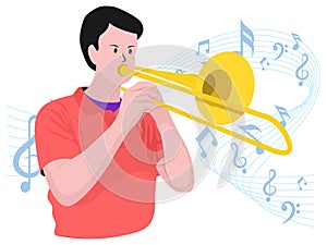 Boy playing Trombone