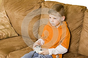 Boy playing video game