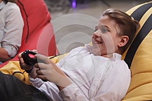Boy playing video games