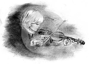 Boy playing the violin photo