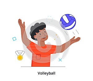 Boy playing volleyball concept