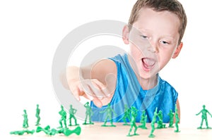 Boy playing war