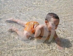 Boy Playing In Water