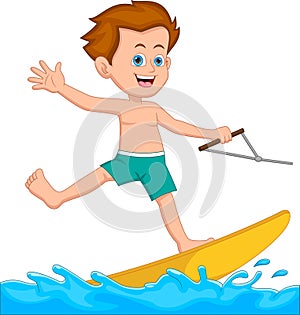 boy playing water ski