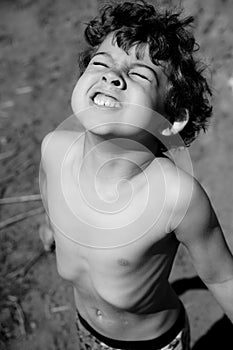 Boy playing in the water