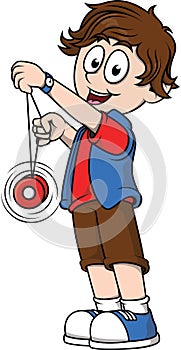 Boy Playing Yoyo Color Illustration