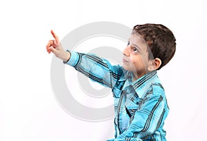 Boy pointing to something