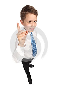 Boy points finger