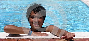 Boy at the pool board