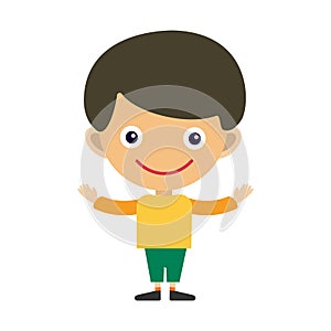 Boy portrait fun happy young expression cute teenager cartoon character and happyness little kid flat human cheerful joy