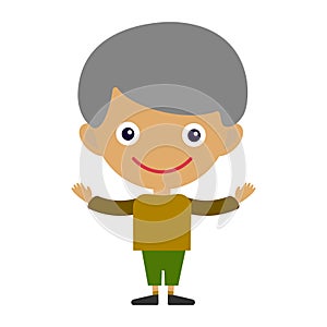 Boy portrait fun happy young expression cute teenager cartoon character and happyness little kid flat human cheerful joy