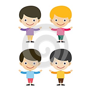 Boy portrait fun happy young expression cute teenager cartoon character and happyness little kid flat human cheerful joy