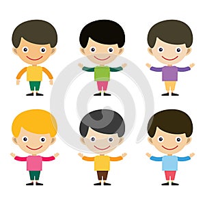 Boy portrait fun happy young expression cute teenager cartoon character and happyness little kid flat human cheerful joy