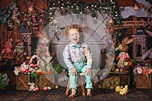 Boy posing for Easter portrait