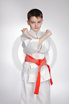 Boy practice karate