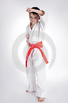 Boy practice karate