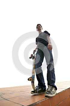 Boy practicing skate in a skate park