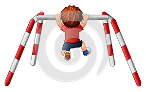 Boy pull-up exercise on the crossbar