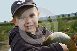 Boy on the Pumpkin Farm