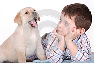 Boy and puppy