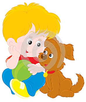 Boy and puppy