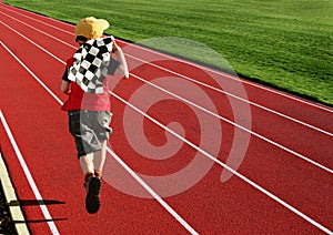 Boy on a racetrack