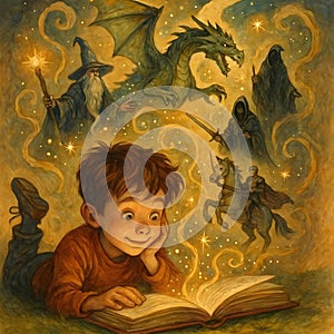 boy reading a book