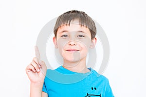 Boy raised his index finger