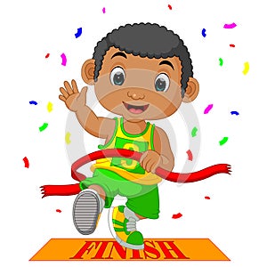 Boy ran to the finish line first