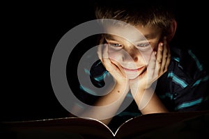 Boy reading bedtime story