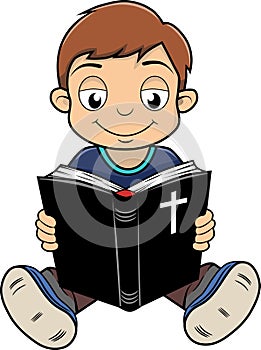 Boy reading Bible