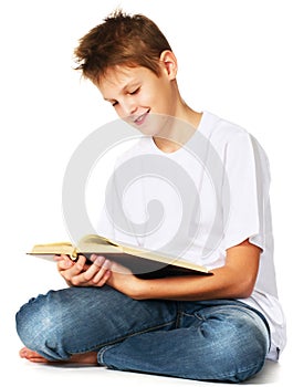 Boy reading the book