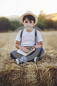 Boy reading a book