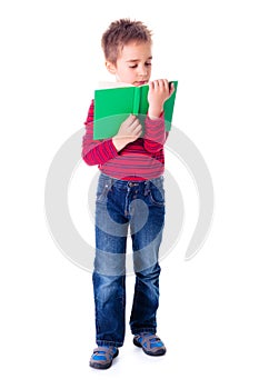 Boy reading an interesting book