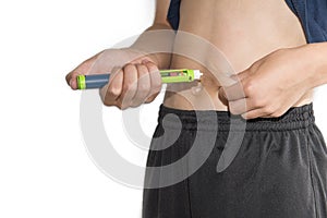 Boy ready to inject insulin