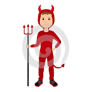 Boy in red devil costume Isolated on  white background. Halloween celebration