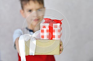 Boy with red gift box