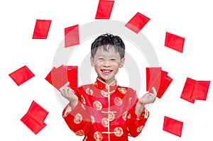 Boy with red packet money