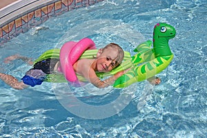 Boy Relaxing in pool