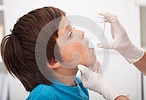 Boy with respiratory system illness photo