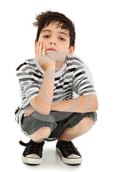 Boy Resting with Watching Expression