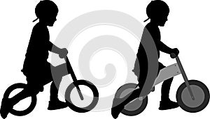 Boy riding a pushbike silhouette